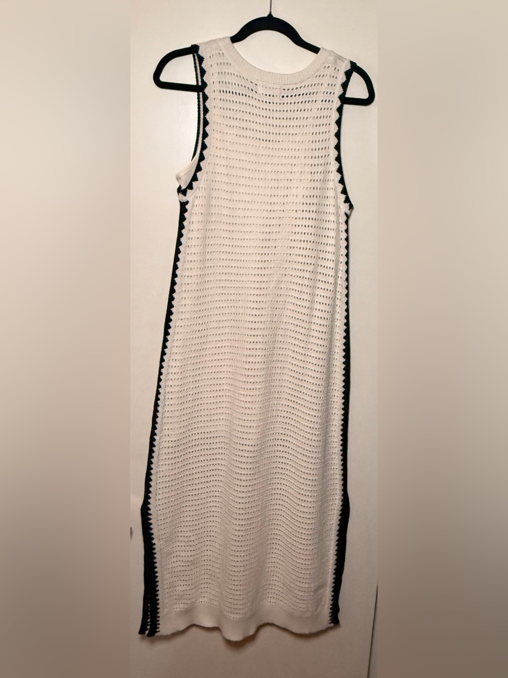 Universal Thread White Crochet Sleeveless Dress with Black Trim - Picture 2 of 3